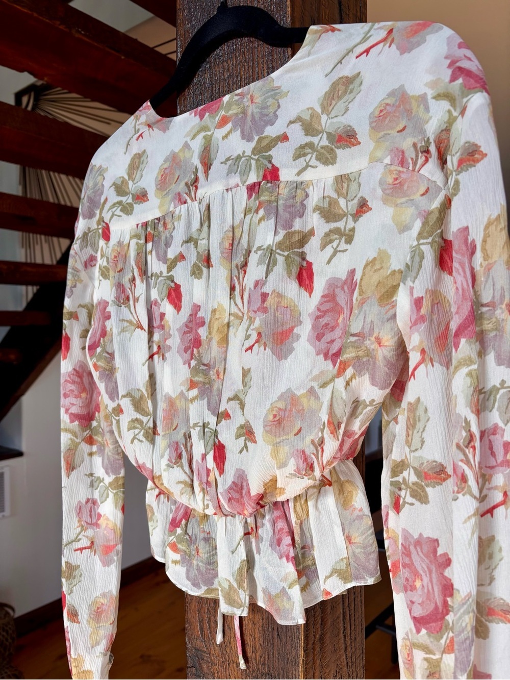 THE KOOPLES English Roses Floral Sheer Tie Front Silk Blouse NWT French Luxury - Picture 10 of 13